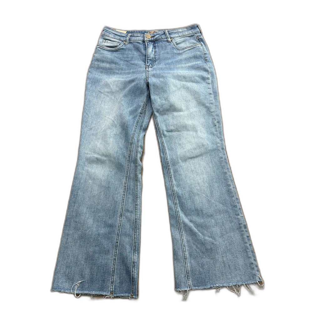 KUT From The Kloth Kelsey Fab Ab Ankle Flare Jeans Womens 8 Raw Hem Stretch